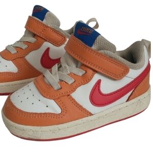 Nike Court Borough Low 2 PS 'SAIL HOT CURRY' Kids' 7 White and Orange Sneakers.